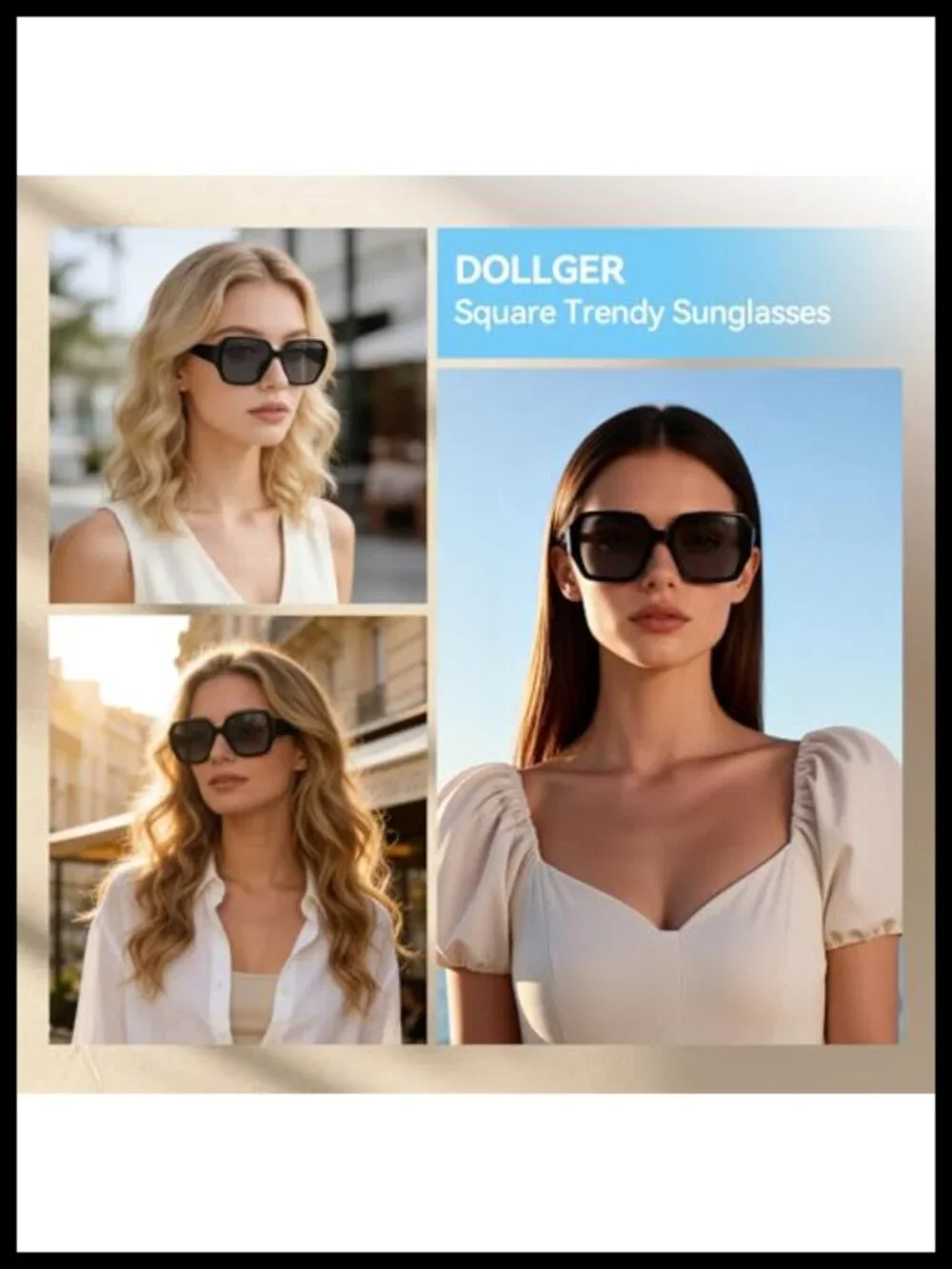 Oversized Square Sunglasses UV400 Protection for Women Men